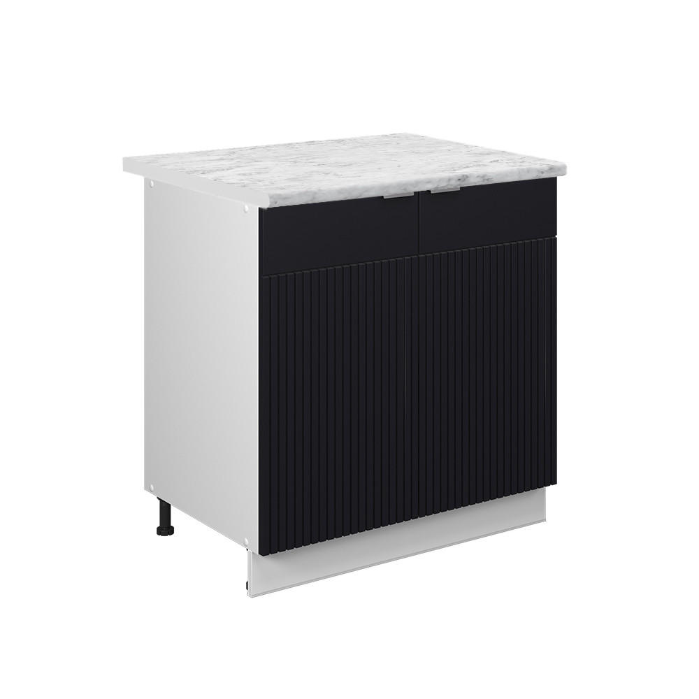 KÜCHENUNTERSCHRANK Fame-Line Schwarz gestreift - Schwarz/Weiß, Holzwerkstoff (80/82/60cm) - Vicco