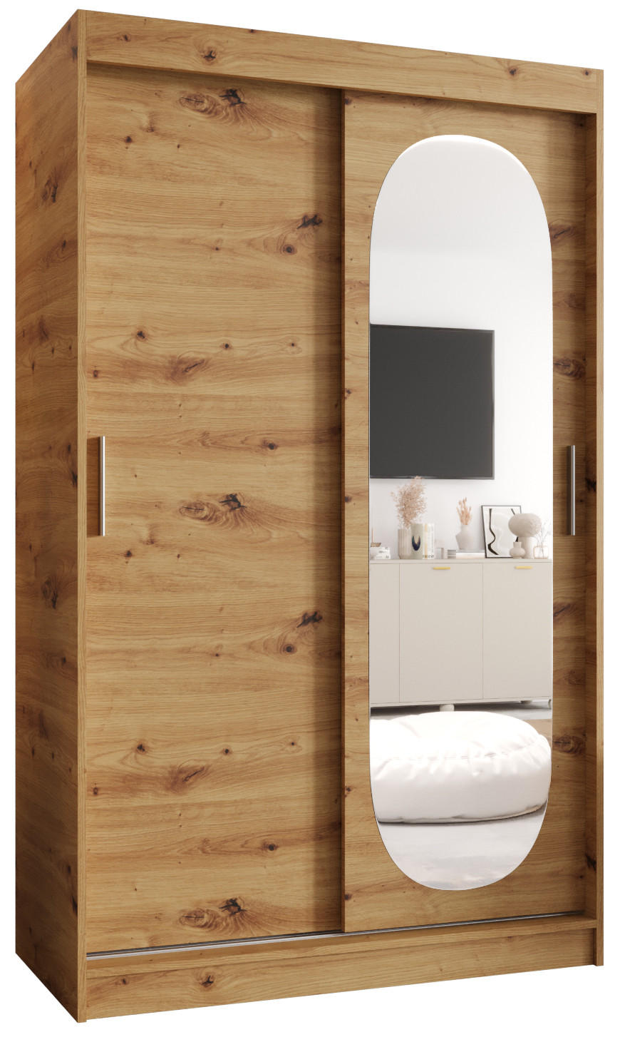 OMARA z drsnimi vrati 200/120/62 2-vratni - srebrne barve/hrast sonoma, umetna masa/les (120/200/62cm) - MÖBEL KRYSPOL