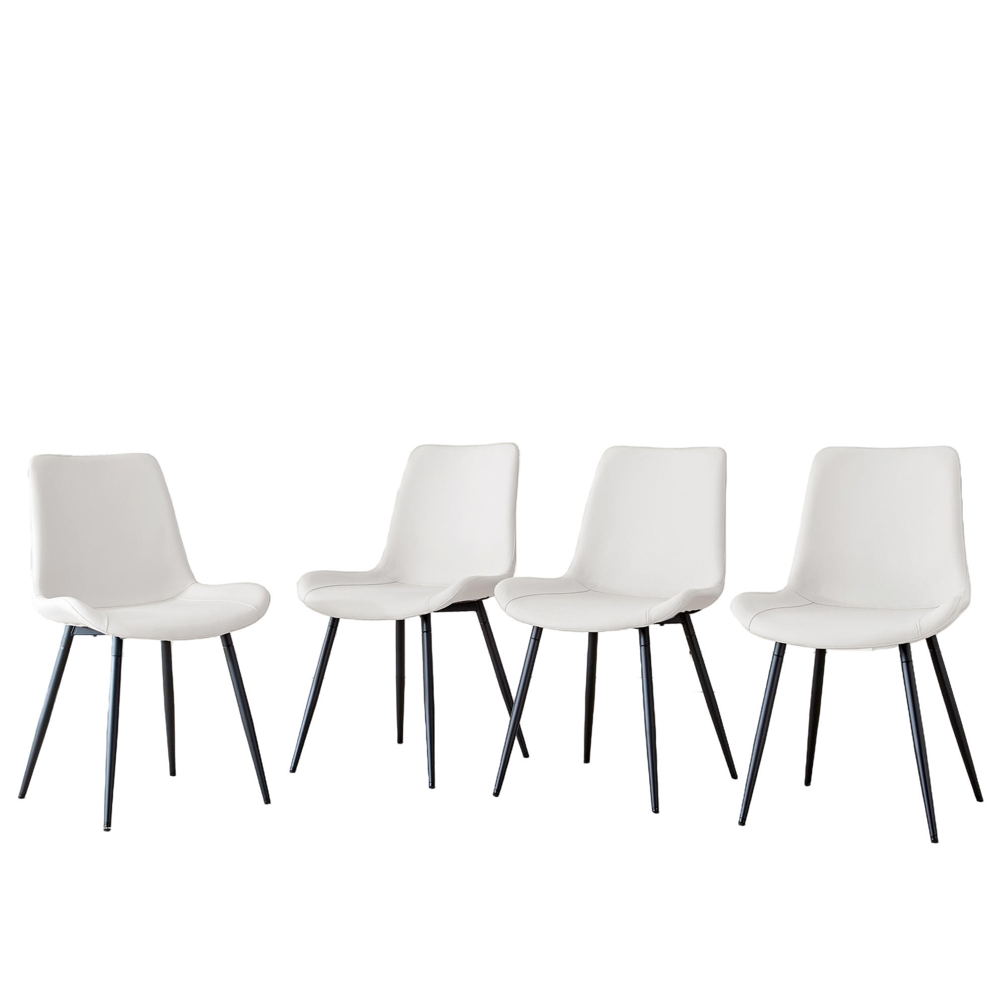 STUHL-SET DE-36498 4 Stück mit Kunstlederbezug Weiß - Weiß, Metall (47/83/50cm) - ComfortXL