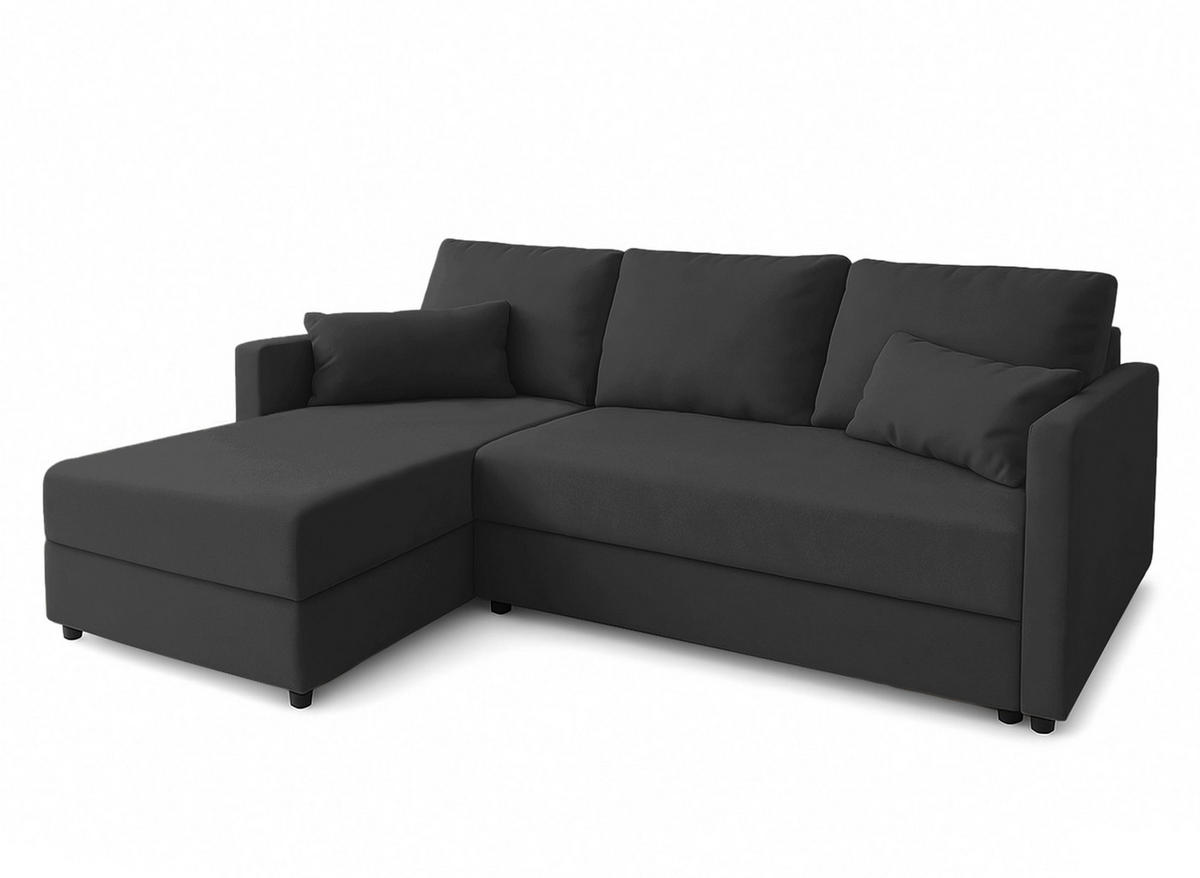 ECKSOFA L Form Dolceo Aschgrau 226/140/78 cm – Schlaffunktion Universell Rechts Links - Graphitfarben/Schwarz, Kunststoff/Textil (226/140cm) - AX Living
