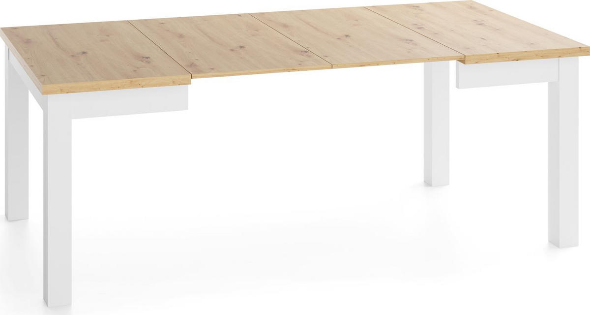 ESSTISCH Toren Weiß ausziehbar verlängerbar quadratisch, Eiche Artisan Hellbraun 90-190/90/76.5 cm - Weiß/Eiche Artisan, Holz/Holzwerkstoff (90/90/77cm) - WFL GROUP