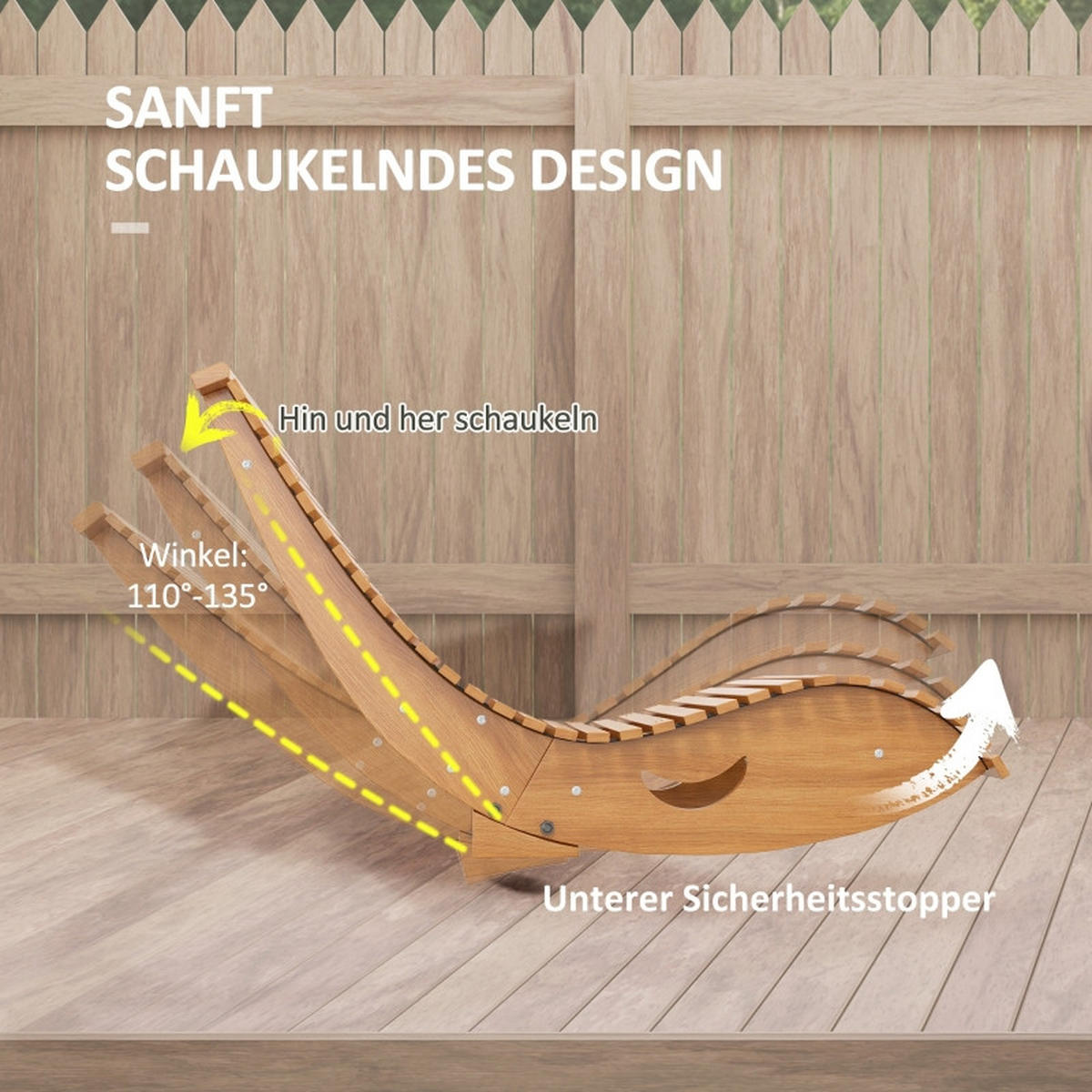 GARTENSCHAUKELSTUHL 130/60/60 cm teak aus Holzwerkstoff mit hoher Lehne - Naturfarben, Holzwerkstoff (60/60/130cm) - OKWISH
