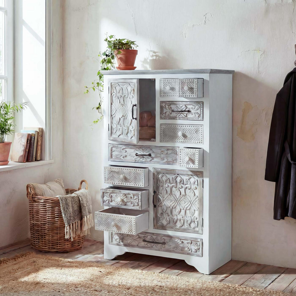 KOMMODE Weiß, Braun - Weiß/Braun, Holzwerkstoff (81/150/40cm) - MCW