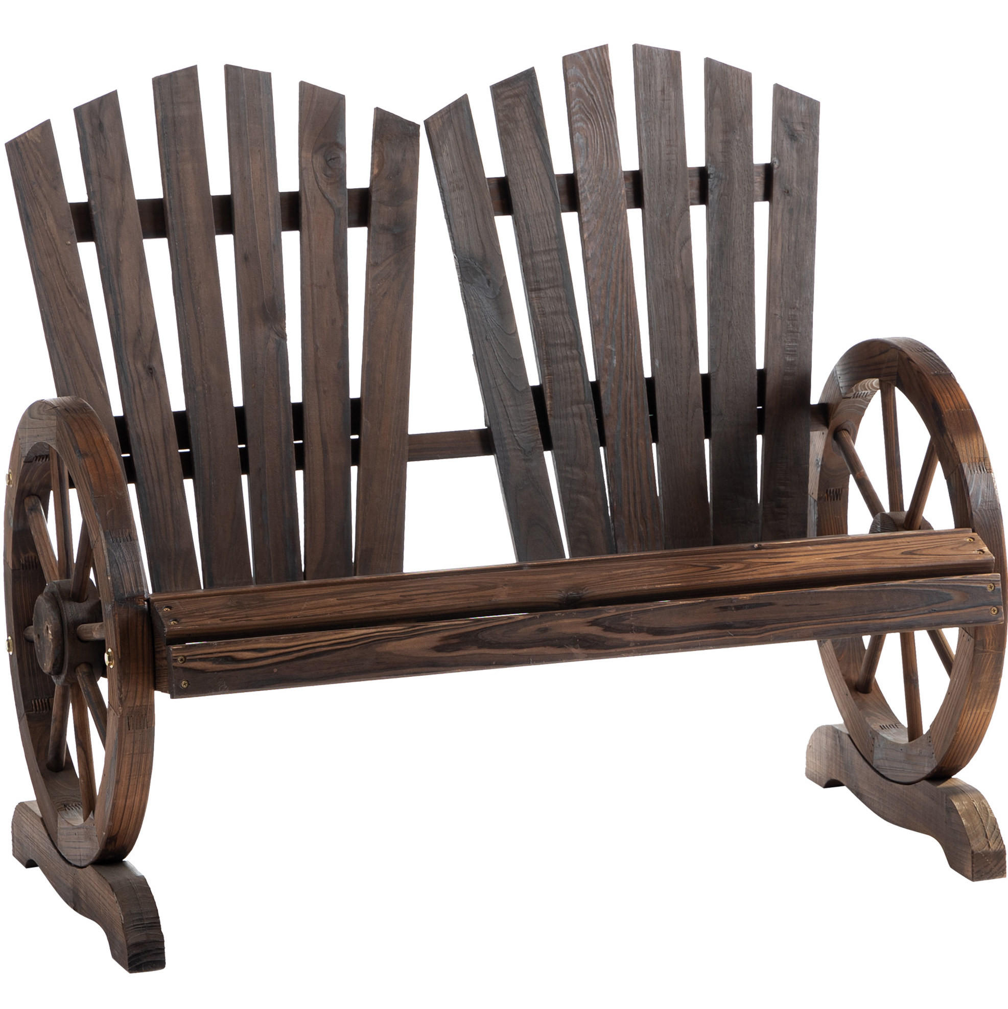 Modfu ZAHRADNÍ lavice z dřeva 108x66x95 cm tmavě hnědá s opěrkami, rustikální design a pohodlné sezení pro 2 osoby