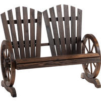 ZAHRADNÍ lavice z dřeva 108x66x95 cm tmavě hnědá s opěrkami, rustikální design a pohodlné sezení pro 2 osoby - tmavě hnědá, kompozitní dřevo (108/95/66cm) - Modfu