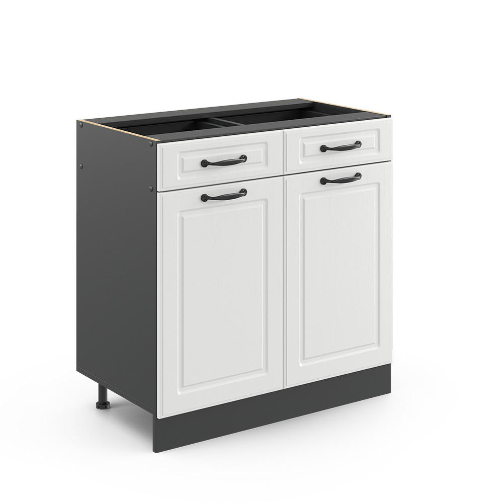 KÜCHENUNTERSCHRANK R-Line Weiß Landhaus 80 cm ohne AP - Anthrazit/Weiß, Holzwerkstoff (80/81.6/46cm) - Vicco