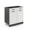 KÜCHENUNTERSCHRANK R-Line Weiß Landhaus 80 cm ohne AP - Anthrazit/Weiß, Holzwerkstoff (80/81.6/46cm) - Vicco