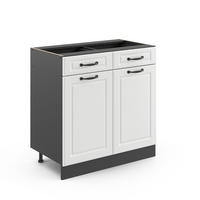 KÜCHENUNTERSCHRANK R-Line Weiß Landhaus 80 cm ohne AP - Anthrazit/Weiß, Holzwerkstoff (80/81.6/46cm) - Vicco