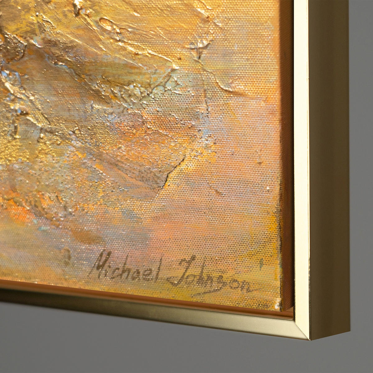 GEMÄLDE Weg zum Licht Schattenfugenrahmen Gold 120x80 cm - Goldfarben, Holz (120/80cm) - YS-art gallery