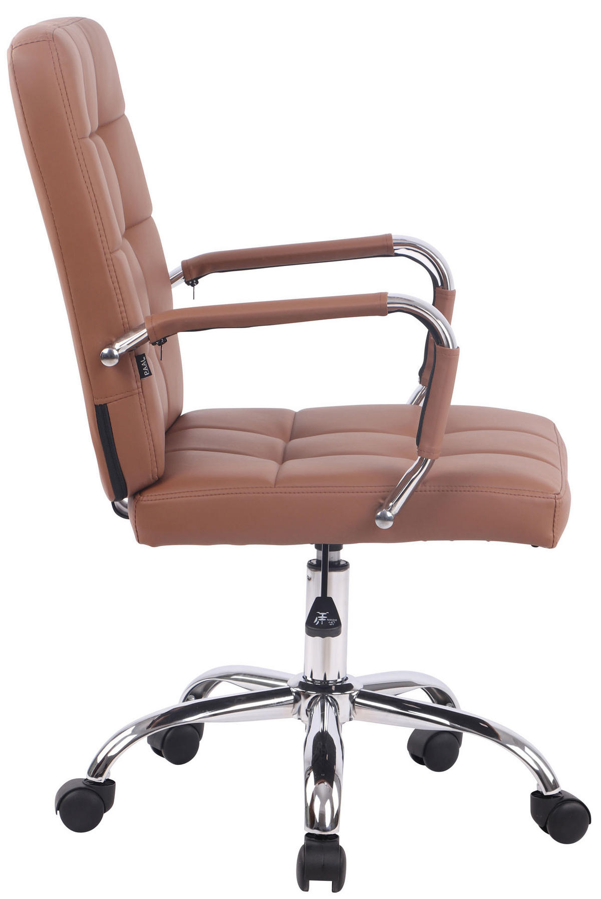 DREHSTUHL Lederlook hellbraun - Hellbraun, Textil/Metall (59/91/63cm) - CLP
