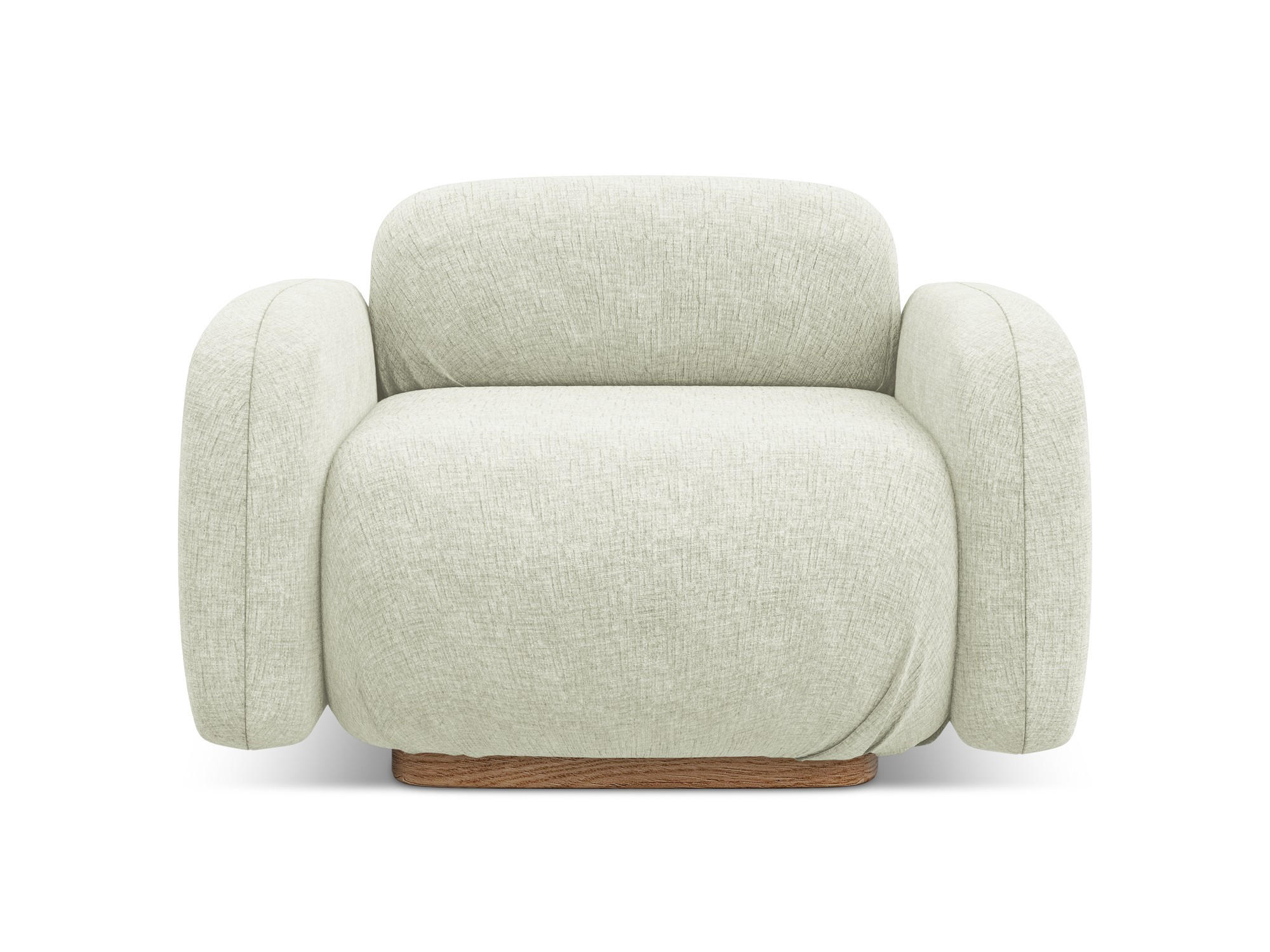 SESSEL Chenille Stoff Weiß - Weiß/Braun, Holz/Textil (110/73/95cm) - Makamii
