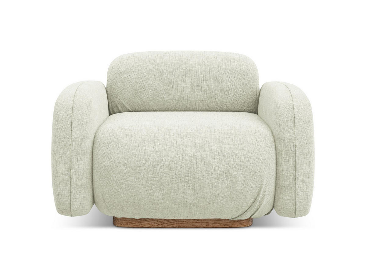 SESSEL Chenille Stoff Weiß - Weiß/Braun, Holz/Textil (110/73/95cm) - Makamii