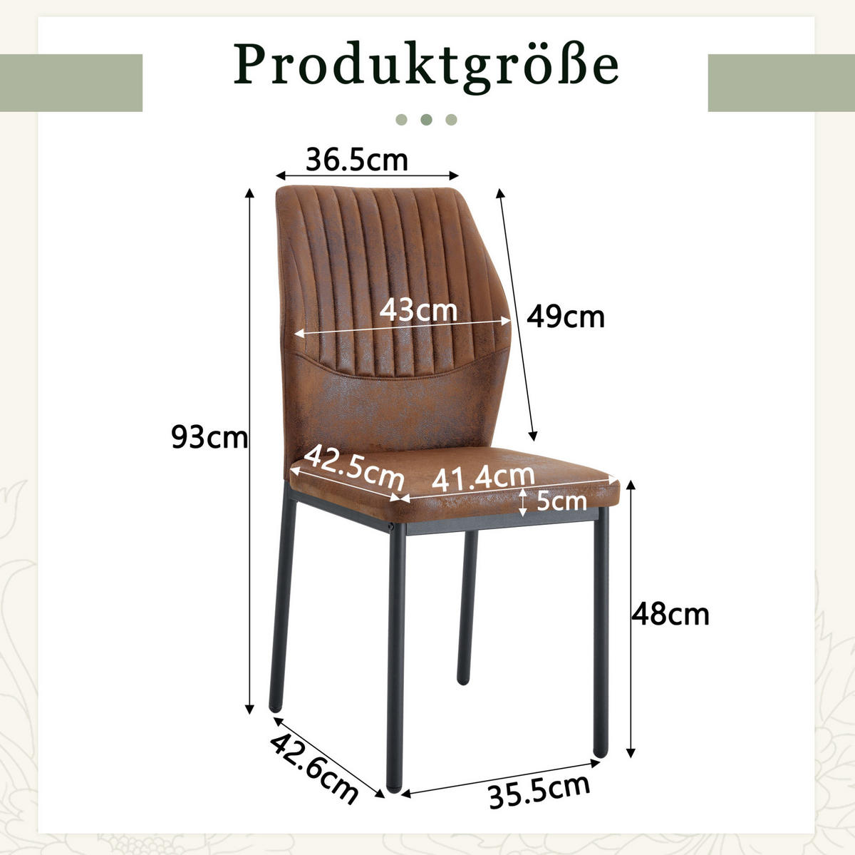 ESSZIMMERSTÜHLE 4er-Set Tech-Stoff Braun-Schwarz Metallbeine - Braun, Metall (42.6/93/43cm) - Meubliv