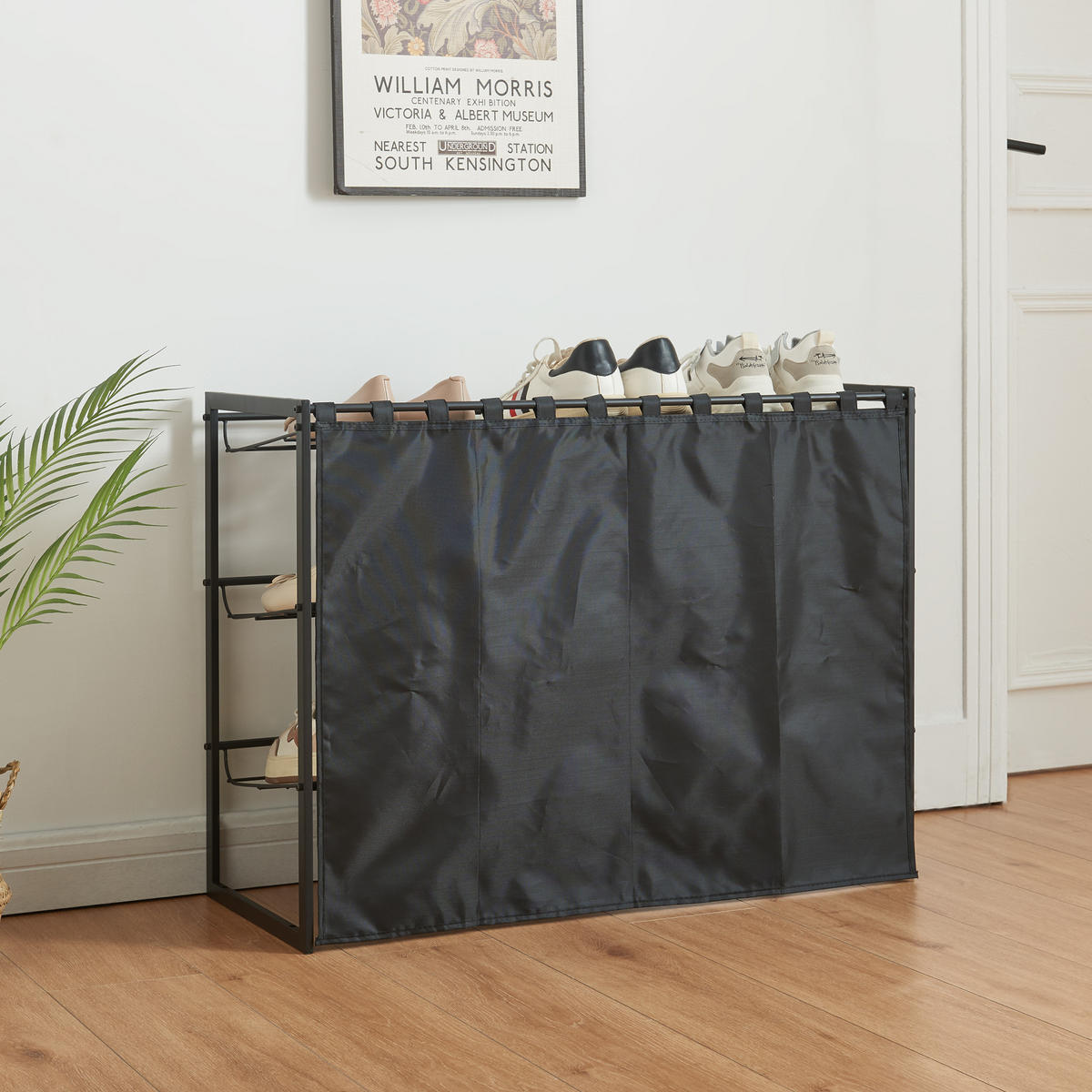 SCHUHREGAL Sel - Schwarz, Metall (80/60/32cm) - [en.casa]