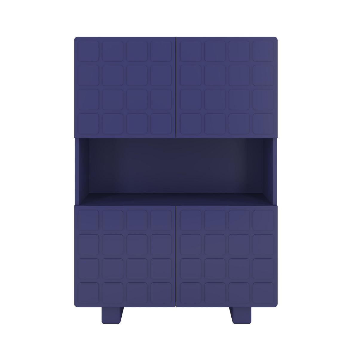 HIGHBOARD Cubo Long, Geometrische 3D Fronten, 85 x 120 cm, Marineblau - Dunkelblau, Holz/Holzwerkstoff (84.3/120/41.8cm) - Skandica