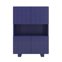 HIGHBOARD Cubo Long, Geometrische 3D Fronten, 85 x 120 cm, Marineblau - Dunkelblau, Holz/Holzwerkstoff (84.3/120/41.8cm) - Skandica