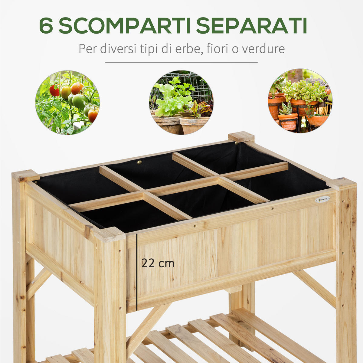 HOCHBEET, Gemüsebeet mit 6 Fächern, 78,5 x 58 x 81 cm - Multicolor, Holzwerkstoff (78.5/81/58cm) - FORIOUS