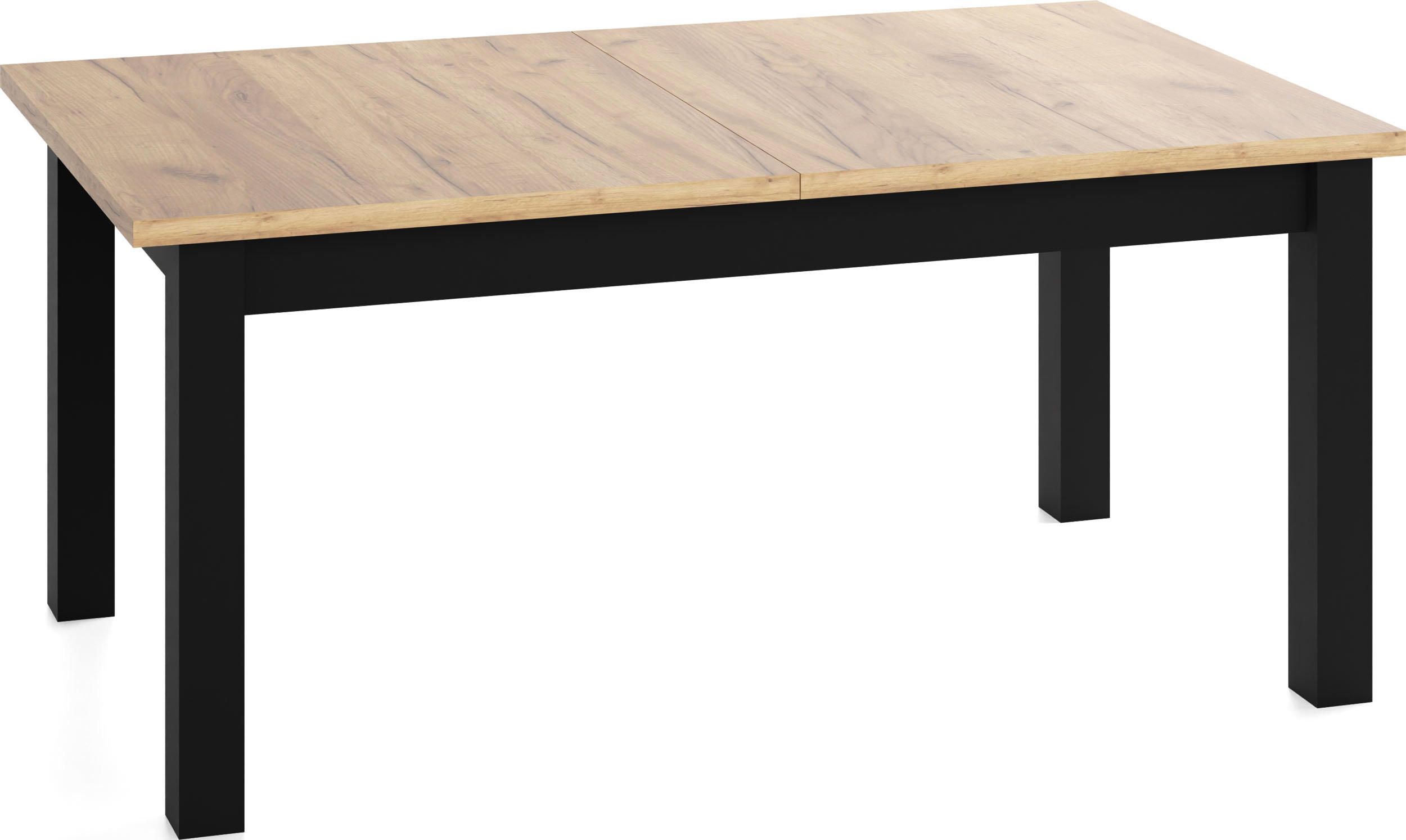 ESSTISCH Lindberg ausziehbar verlängerbar rechteckig, Eiche Braun 120-160/80/77 cm - Eiche Wotan/Schwarz, Holz/Holzwerkstoff (80/160/76.5cm) - WFL GROUP