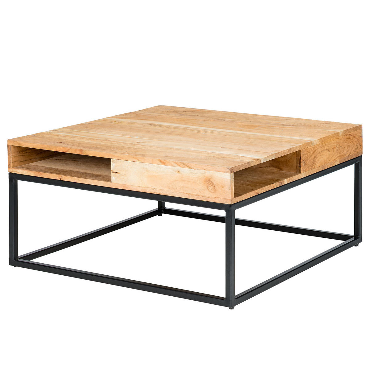 COUCHTISCH - Akazie / Schwarz - Schwarz/Akaziefarben, Holz (80/80/40cm) - home24