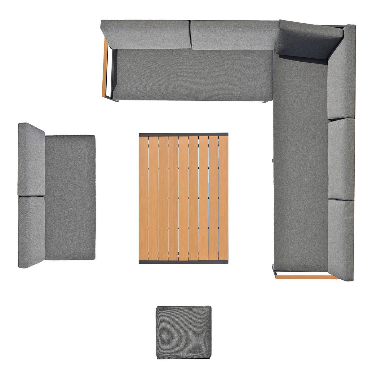 LOUNGEGRUPPE - 5-teilig - Stahl / Webstoff - Grau - Grau, Kunststoff/Textil - home24