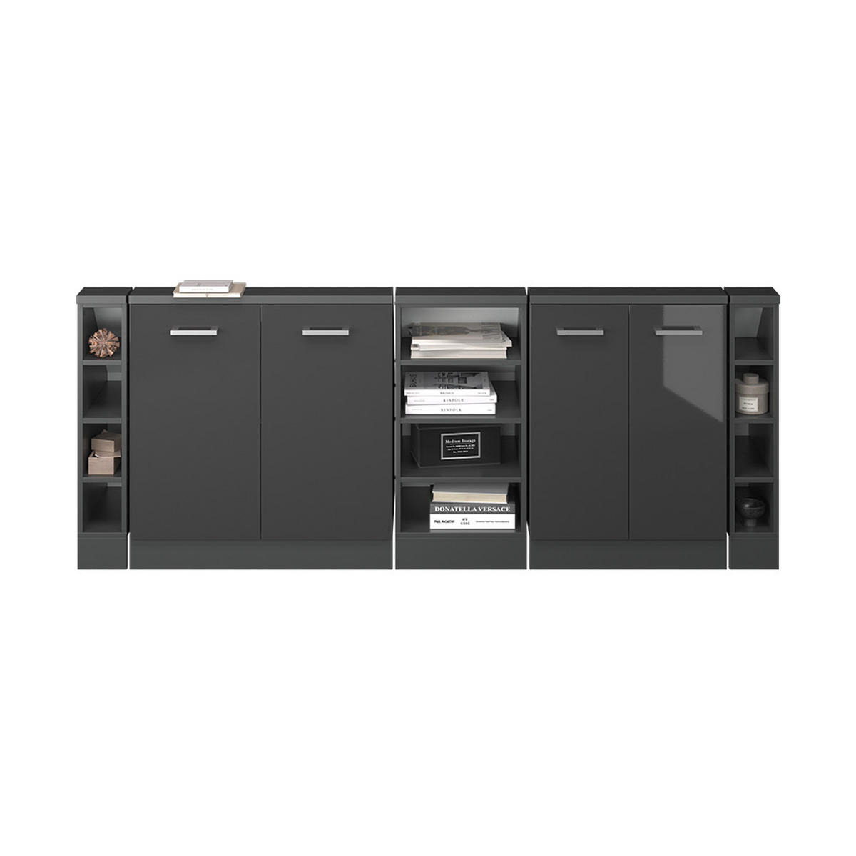 KUCHYŇSKÁ SKŘÍŇKA POD ŠIKMOU STŘECHU R-Line Antracit vysoký lesk/antracit - antracitová/vysoce lesklá černá, kompozitní dřevo (210/81.6/46cm) - Vicco