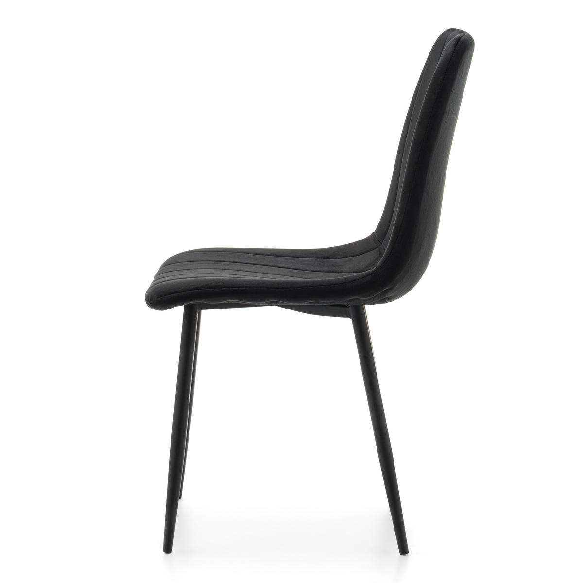 STUHL GELA gepolstert mit Steppung - schwarz - Samt Velours - Schwarz, Textil/Metall (44/89/55cm) - NEW HOME