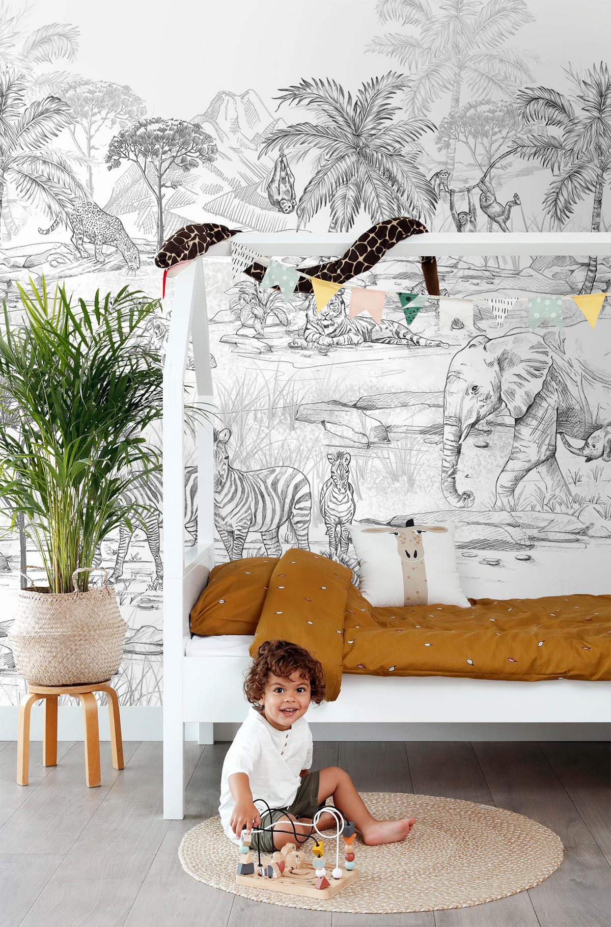 FOTOTAPETE Dschungeltiere 250 x 279 cm - Schwarz, Papier (250/279cm) - ESTAhome