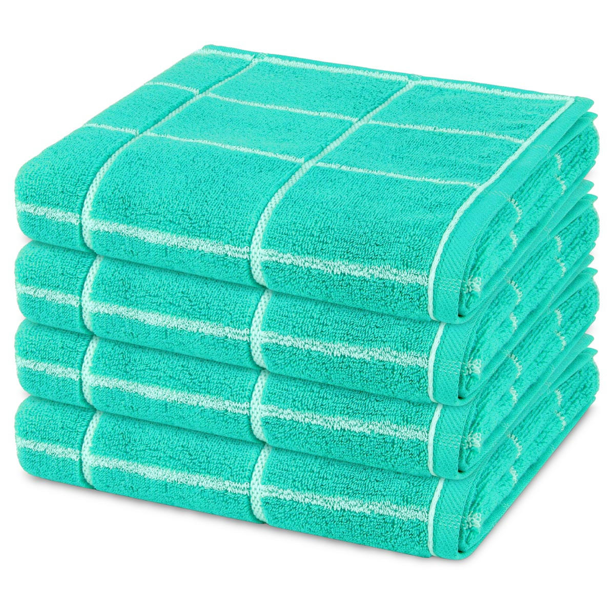 HANDTUCH Sensual Skin Karo 4er-Set - Türkis, Textil (50/100cm) - Ross