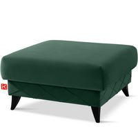 POUF GUSTAVO III Velours, Dunkelgrün - Dunkelgrün, Holz/Holzwerkstoff (92/49/92cm) - KONSIMO®