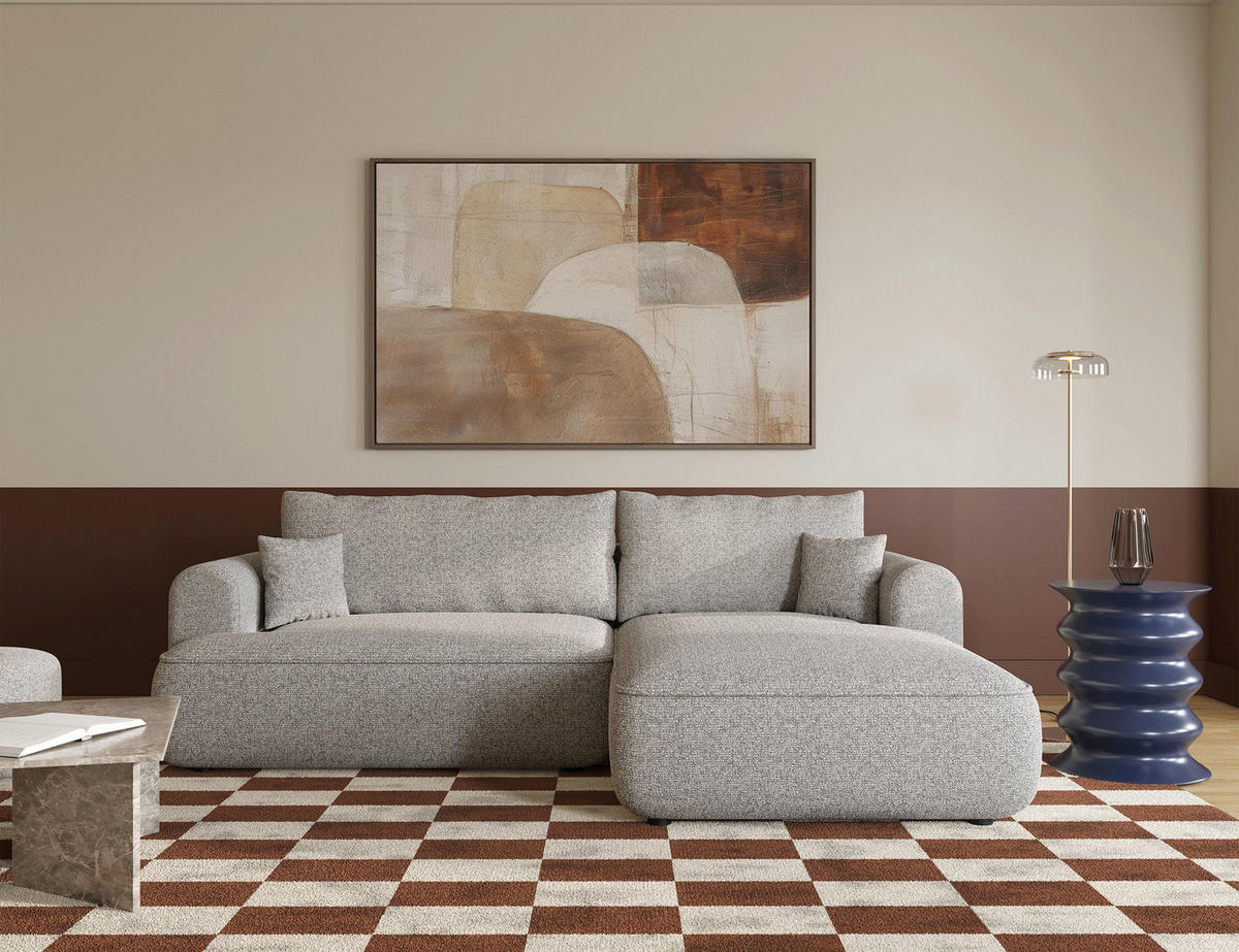 ECKSOFA Ovo Greige Webstoff-Bezug - Taupe/Schwarz, Kunststoff/Textil (165/260cm) - Selsey