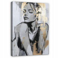 LEINWANDBILD Abstrakt Frau Modern Wohnzimmer 60x40 - Goldfarben, Holzwerkstoff (40/60cm) - Wallarena