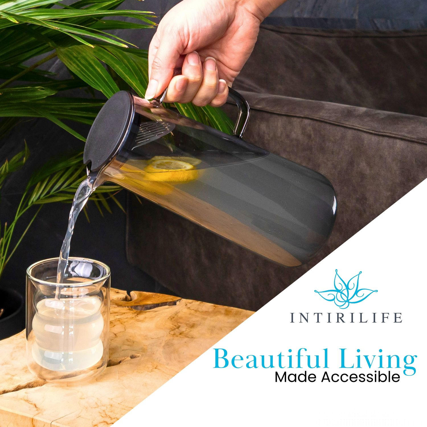 KARAFFE 1.4 Liter - Grau, Glas (1.7L) - Intirilife