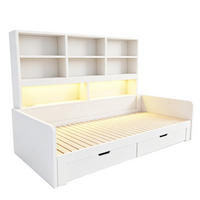 AUSZIEHBETT 90/180/200 cm mit Stauraum und LED, DE-41639, in Weiß - Weiß, Holzwerkstoff (90/200cm) - ComfortXL