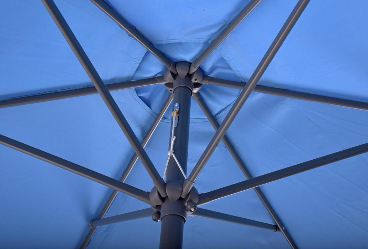 SONNENSCHIRM Thomas Ø 300cm 6 Streben Blau Gartenschirm - Blau, Kunststoff (295/295cm) - DELUKE