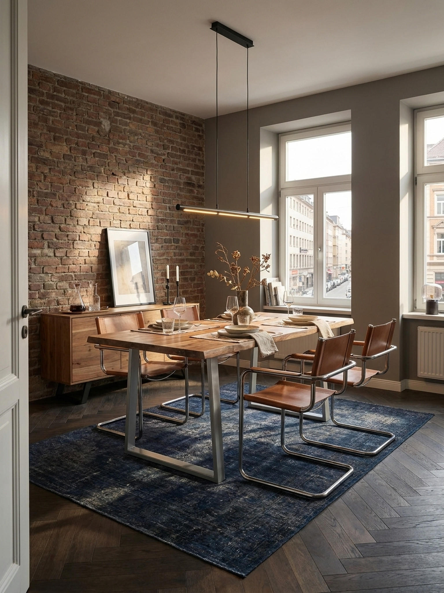 ESSTISCH Massivholz Metall Trapezgestell Baumkante Rechteckig, Akazie 120x60x76 cm - Silberfarben/Akaziefarben, Holz/Metall (60/120/76cm) - KADIMA DESIGN