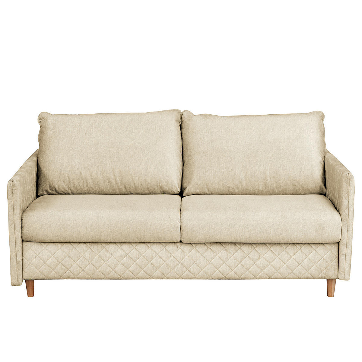 SCHLAFSOFA mit Matratze - Samt - Beige/Buchefarben, Buchenholz/Textil (171/95/101cm) - home24