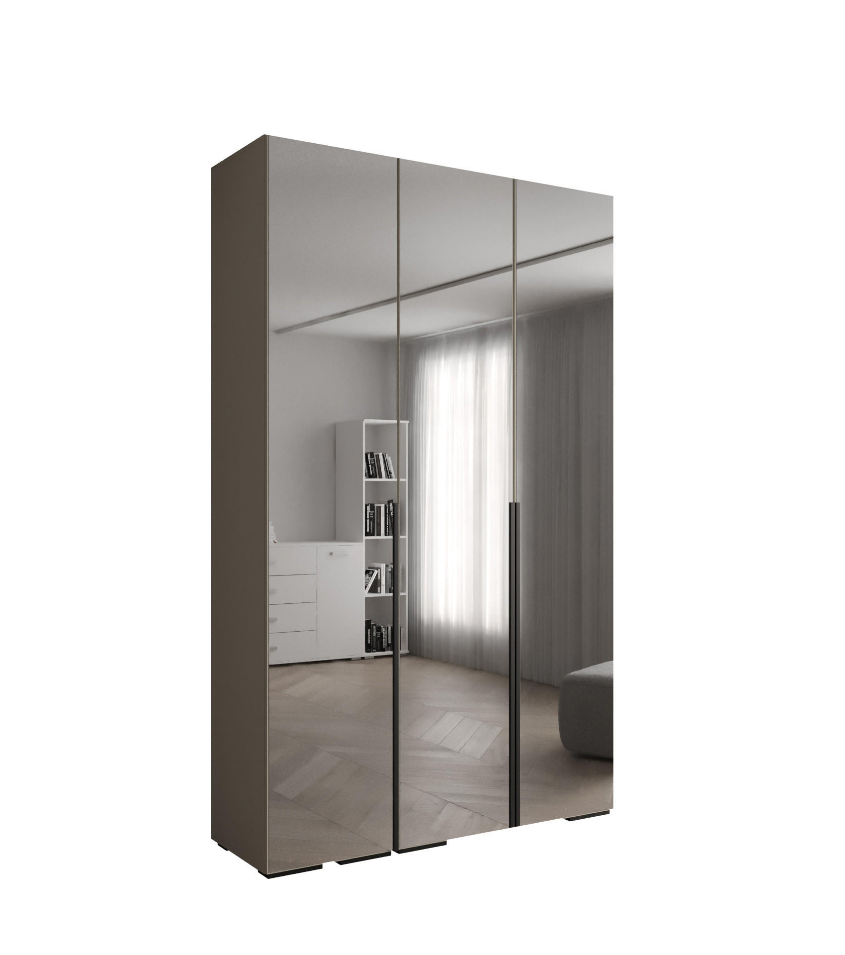 DREHTÜRENSCHRANK 236.7/150/47 3-türig - Kaschmir/Schwarz, Holz/Metall (150/236.7/47cm) - Abiks Möbel