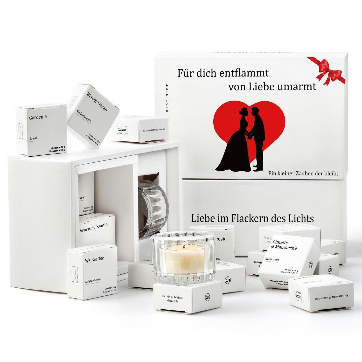 DUFTKERZEN Geschenkset 12-teiliges Set Sojawachs mit Botschaft - Rosa, Paraffin (7cm)