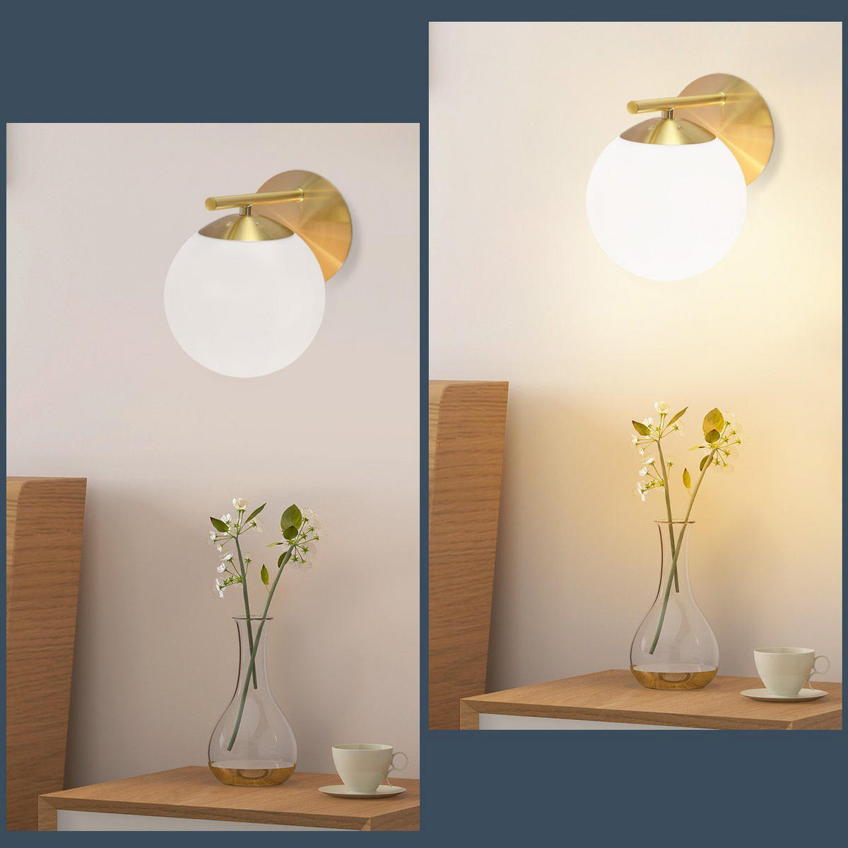 WANDLEUCHTE Marble 20/12/19.5 cm - Goldfarben/Weiß, Metall (12/19.5/20cm) - ZMH