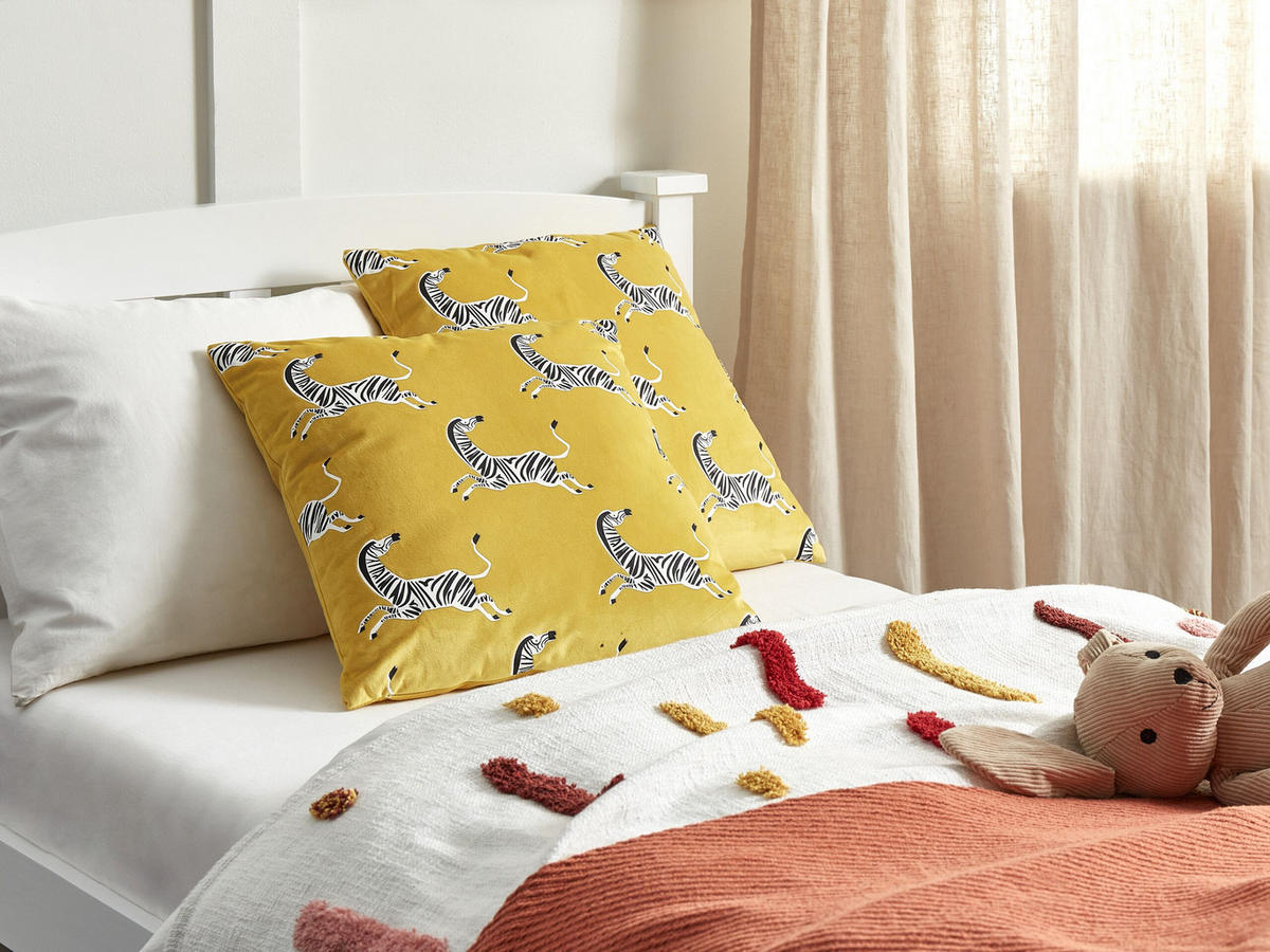 DEKORATIVNÍ POLŠTÁŘ sada 2 ks Žlutý 45/45 cm Aconitum - žlutá, textil (45/45cm) - Beliani