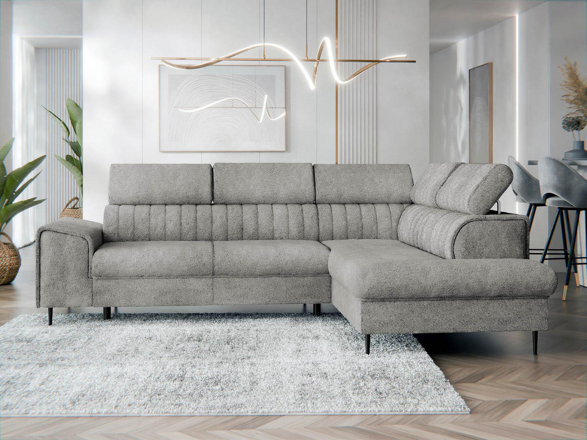 ECKSOFA Kadurin, Seite: Rechts - Schwarz/Grau, Holz/Kunststoff (276/206cm) - MIRJAN24