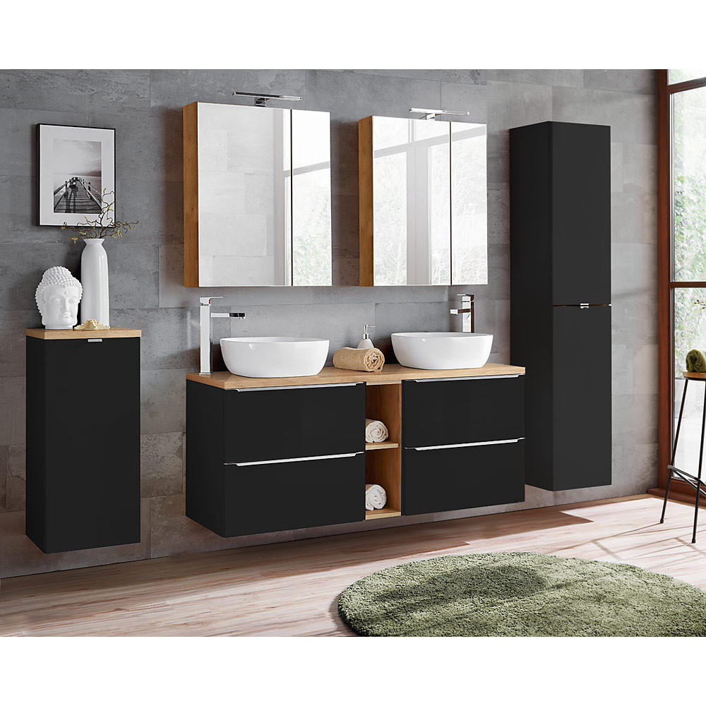 BADMÖBEL-SET 5-TLG. Toskana-56 - Anthrazit, Holzwerkstoff (250/190/46cm) - Lomado