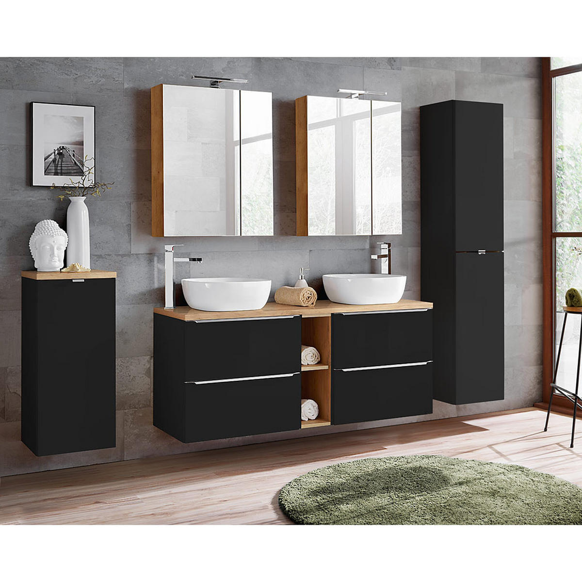 BADMÖBEL-SET 5-TLG. Toskana-56 - Anthrazit, Holzwerkstoff (250/190/46cm) - Lomado