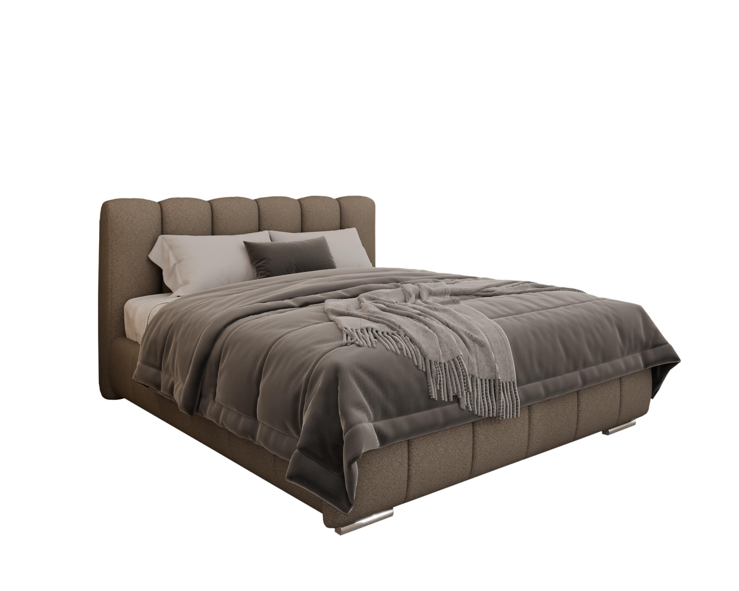 POLSTERBETT Zaira 160x200cm – Elegantes Polsterbett für modernen Wohnstil , ohne matratze, braun - Braun, Holz (140/200cm) - Homesy