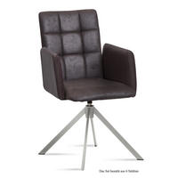 ARMLEHNSTUHL drehbar (6er-Set) Drusie 52x91x60 Edelstahl/Espresso - Edelstahlfarben/Dunkelbraun, Kunststoff (60/91/52cm) - 58aufmkessel