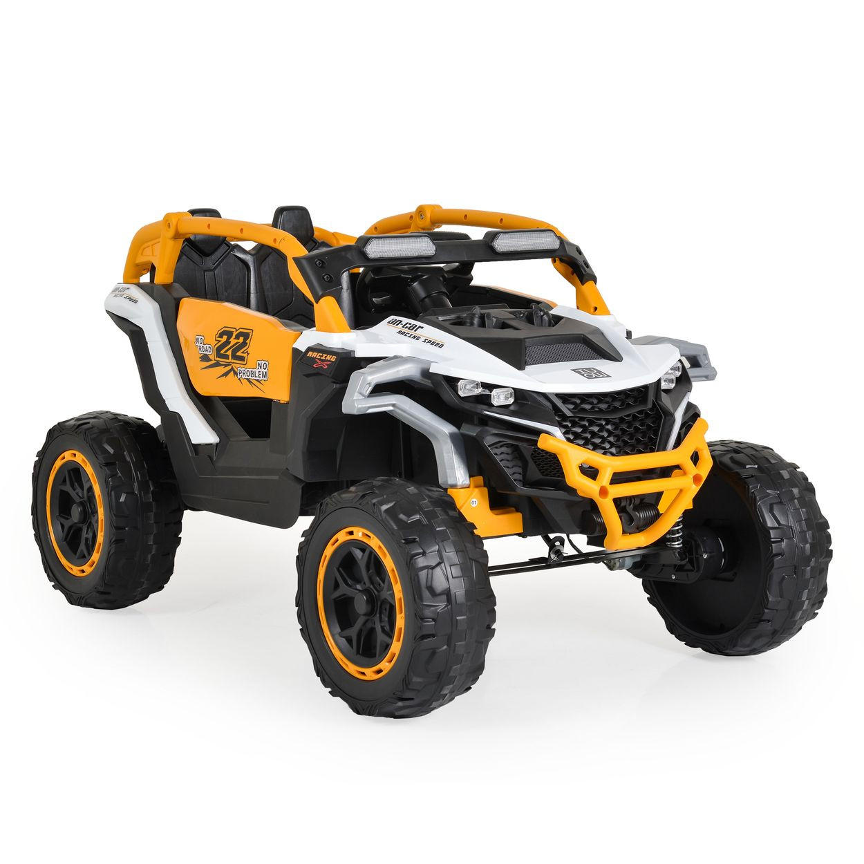 KINDERELEKTROAUTO SUV Arizona weiß orange EVA-Reifen Fernbedienung Lichter Musik - Orange/Weiß, Kunststoff (115/72/62cm) - Moni