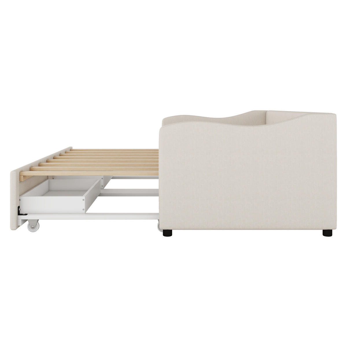 AUSZIEHBETT 90/200 cm DE-04715, mit ausziehbarem Bett und 2 Schubladen in Beige - Beige, Holzwerkstoff (90/200cm) - ComfortXL