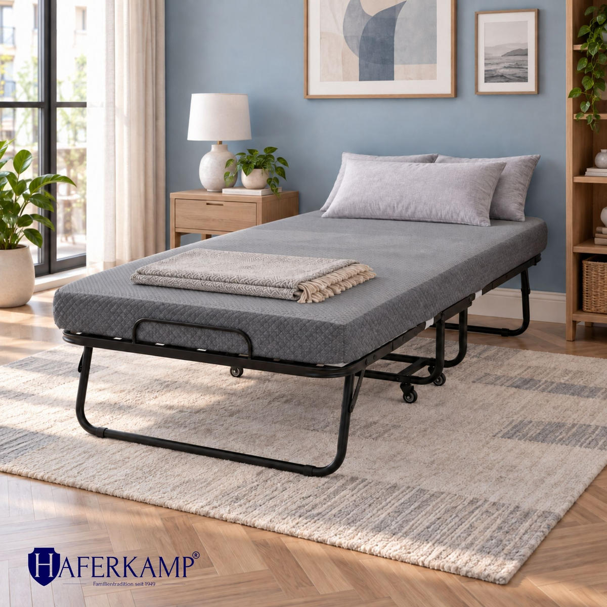 KLAPPBETT RESTO inkl. Premium Matratze 250kg Faltbar Gästebett TxB 90x200cm Anthrazit - Anthrazit, Metall