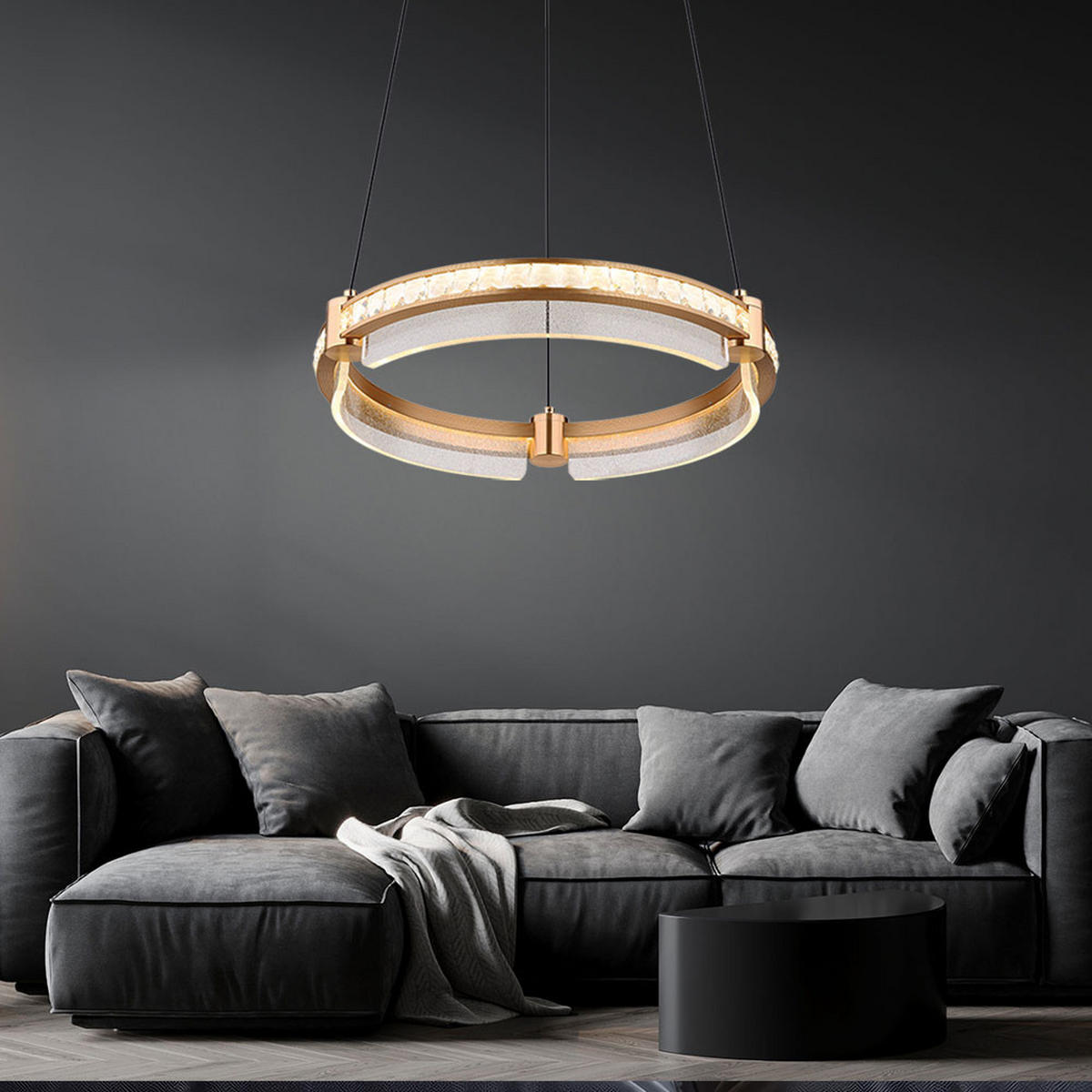 LED HÄNGELEUCHTE Blondie Kristalle Gold - Goldfarben, Metall (40/40/120cm) - Globo Lighting