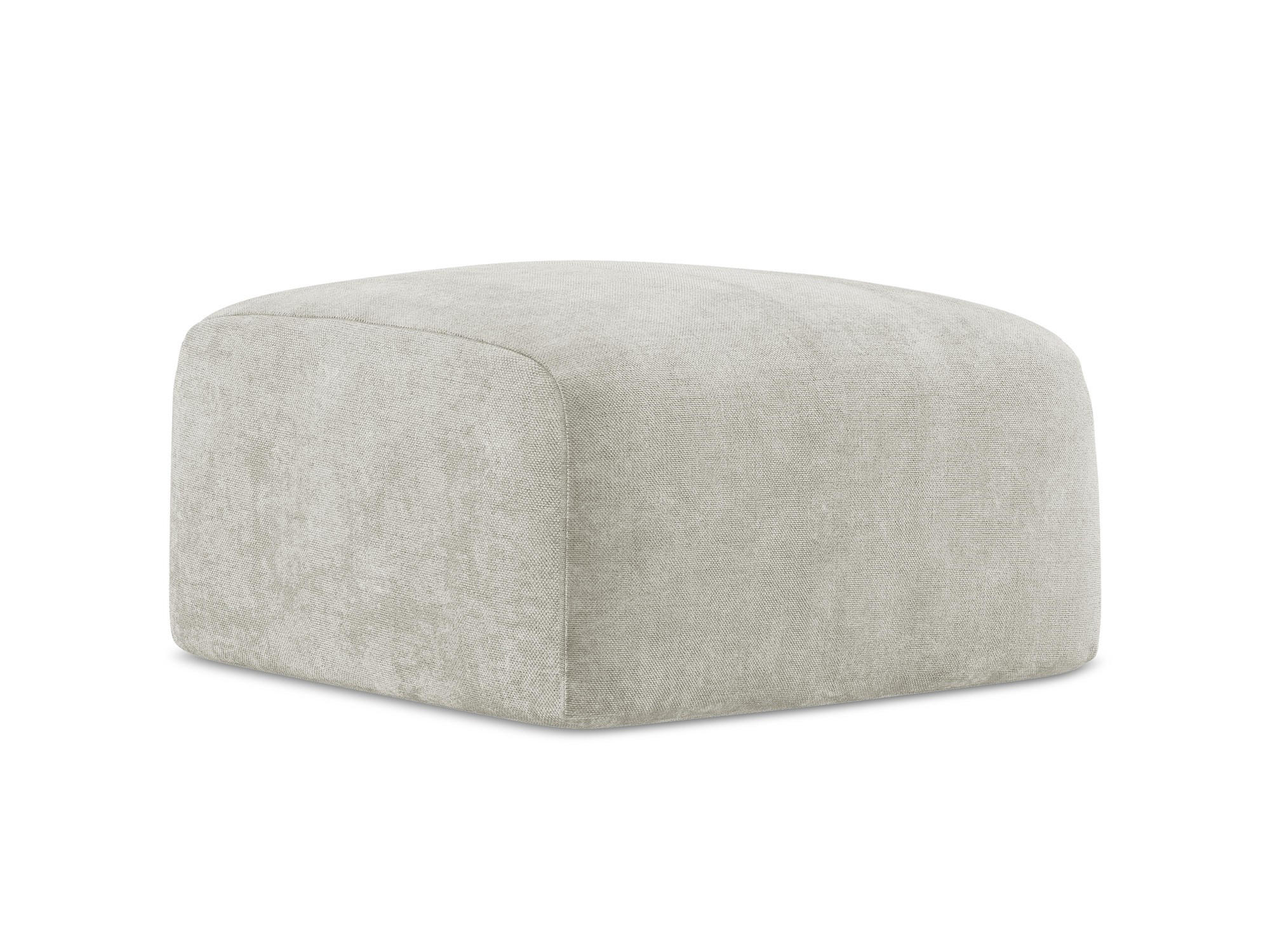 POUF Chenille Stoff Creme - Perlmutt/Schwarz, Holzwerkstoff/Kunststoff (65/40/65cm) - Makamii